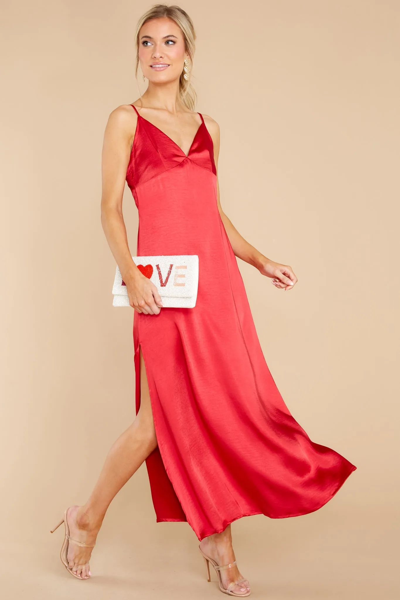 Flirty Gaze Red Midi Dress