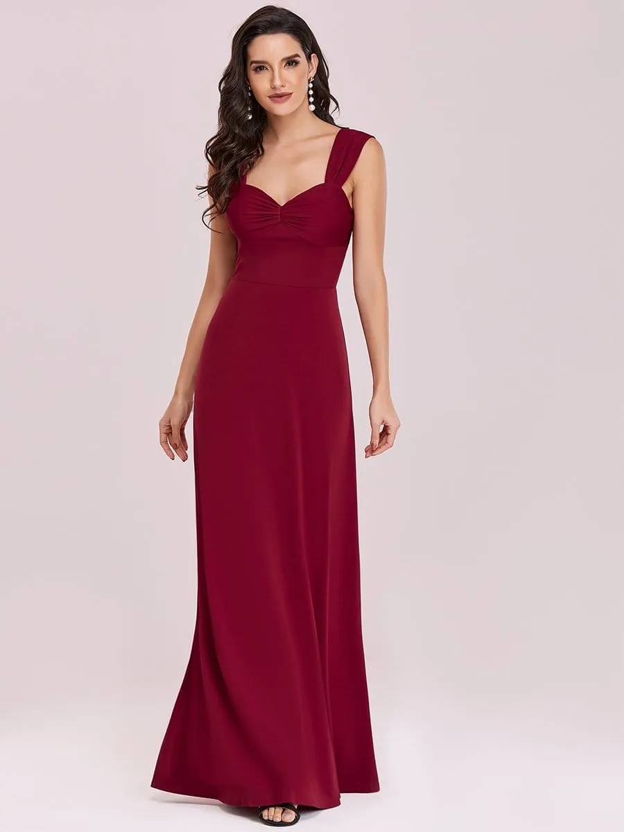 Floor Length Sweetheart Pleated Bodice Bridesmaid Dress