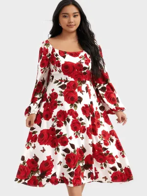 Floral Printing Split Dress