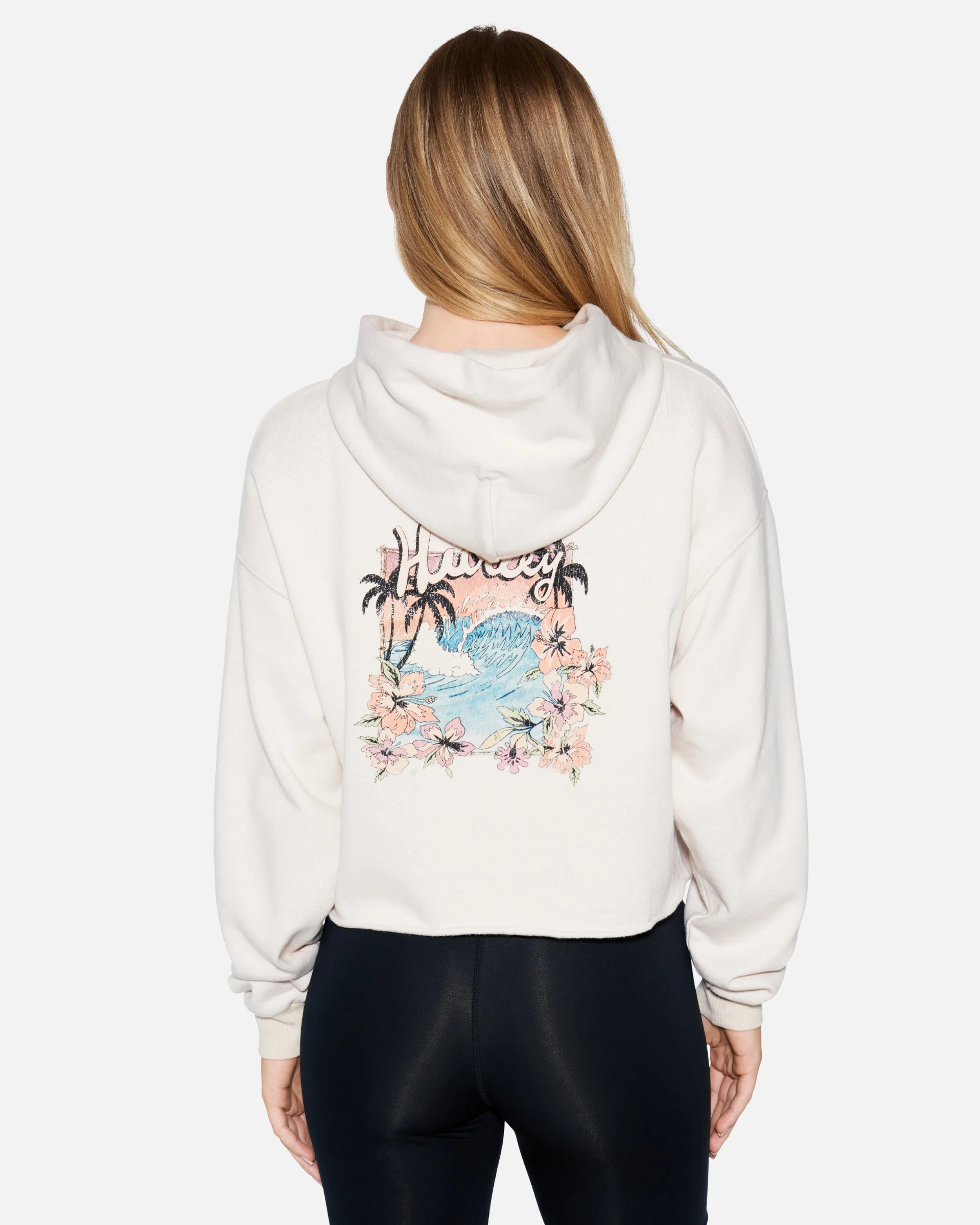 FLOWER TUBING CROPPED RAW HOODIE