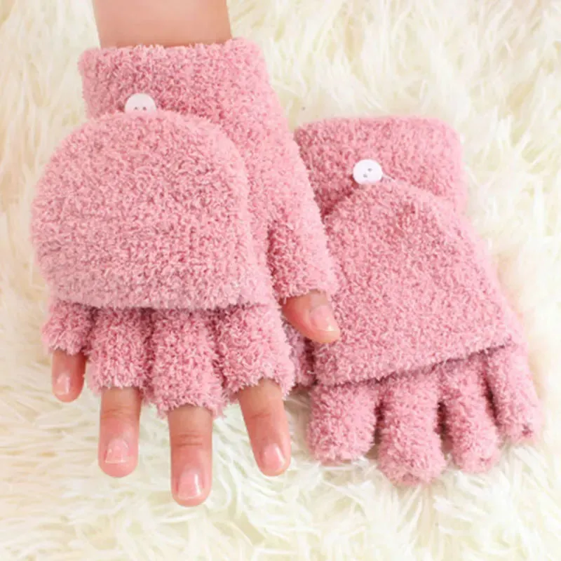 Fluffy Bear Cat Paw Claw Fingerless Winter Gloves - Korean Style Gift for Christmas