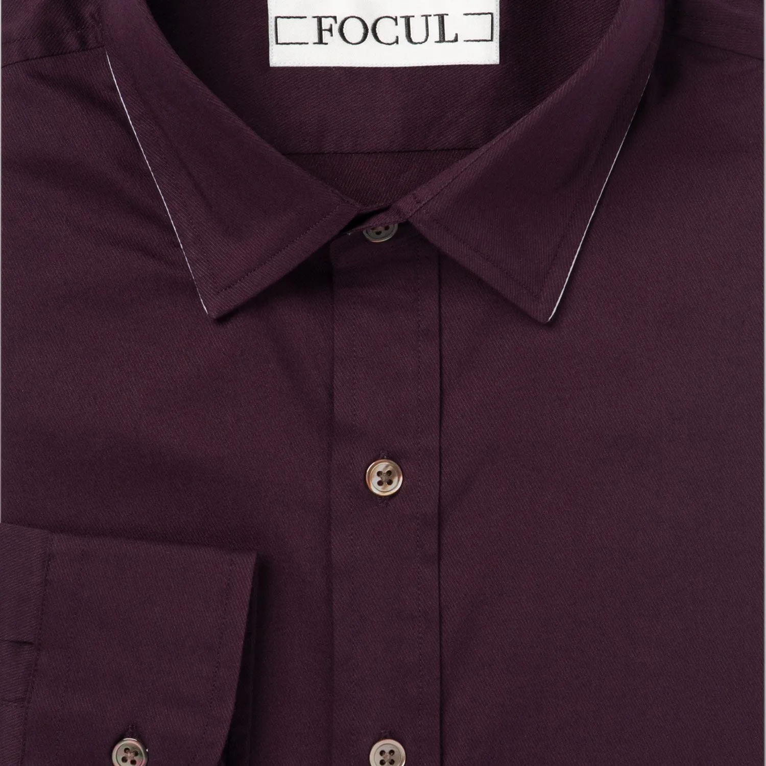 Focul - Burgundy Line Shirt With Collar Edge Detail