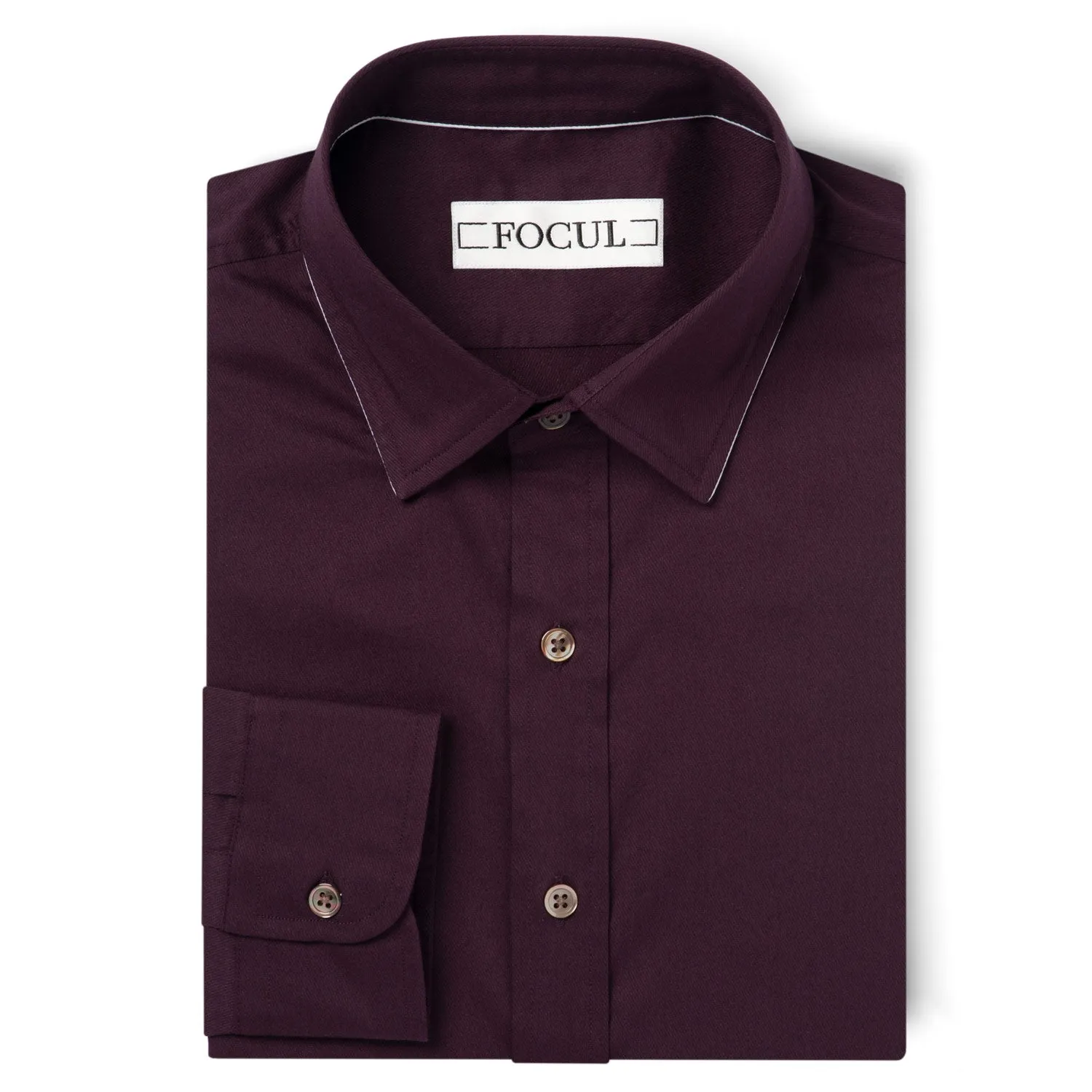 Focul - Burgundy Line Shirt With Collar Edge Detail