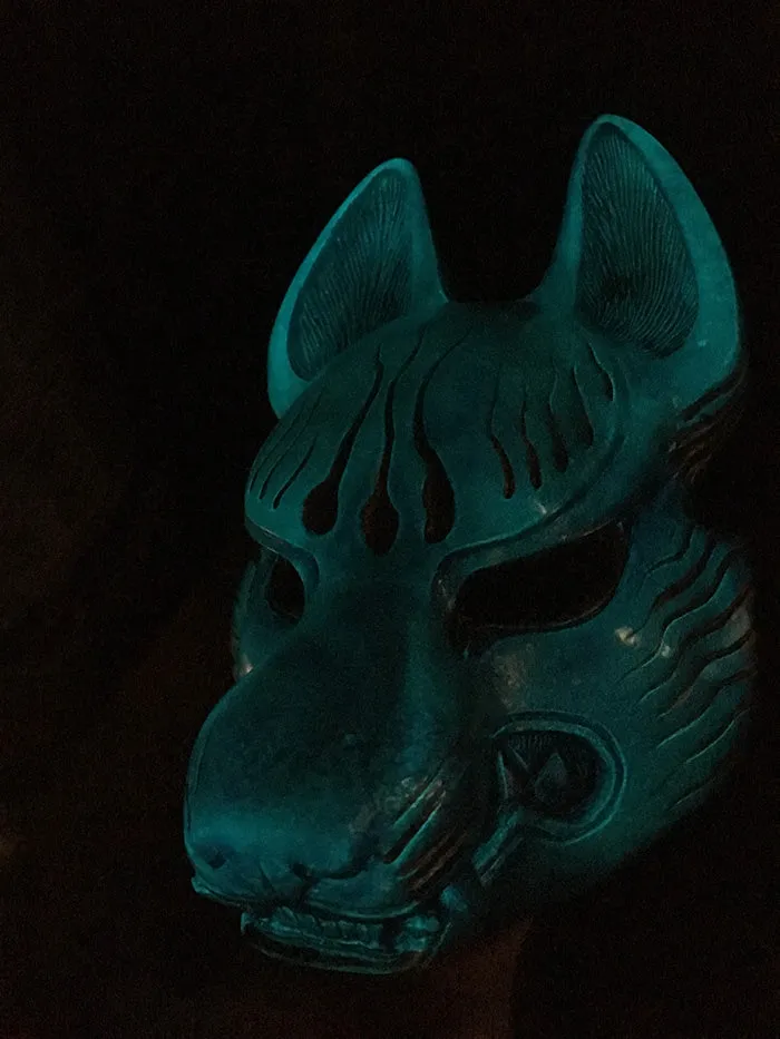 FOX MASK - GLOW IN THE DARK, TRANSLUCENT IRIDESCENT