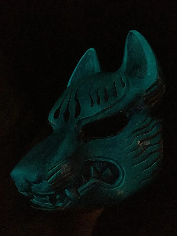 FOX MASK - GLOW IN THE DARK, TRANSLUCENT IRIDESCENT