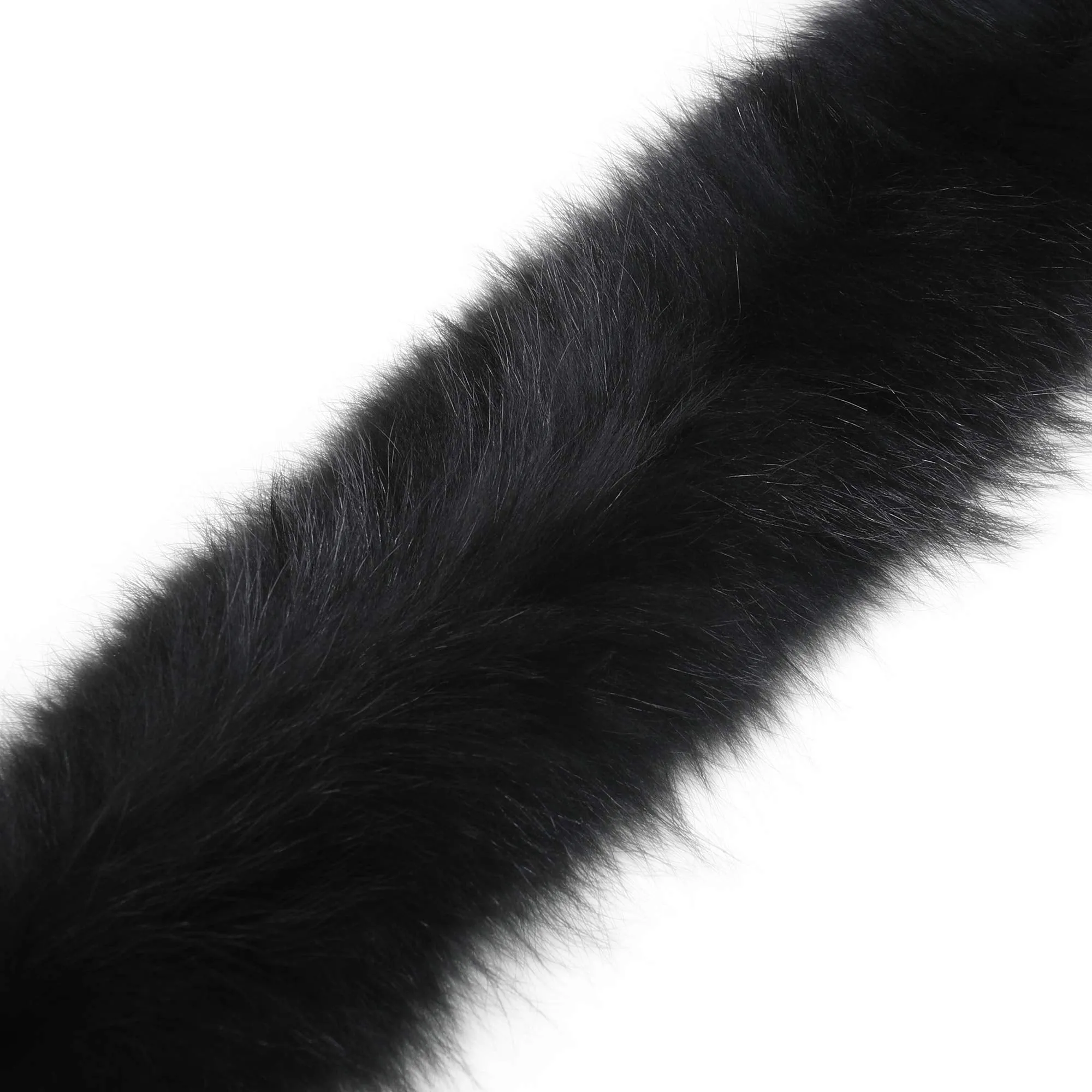 Fur Story Women Men Hoodie Trim Coat Fur Collar Racoon Fur Stripe for Down Jacket Black