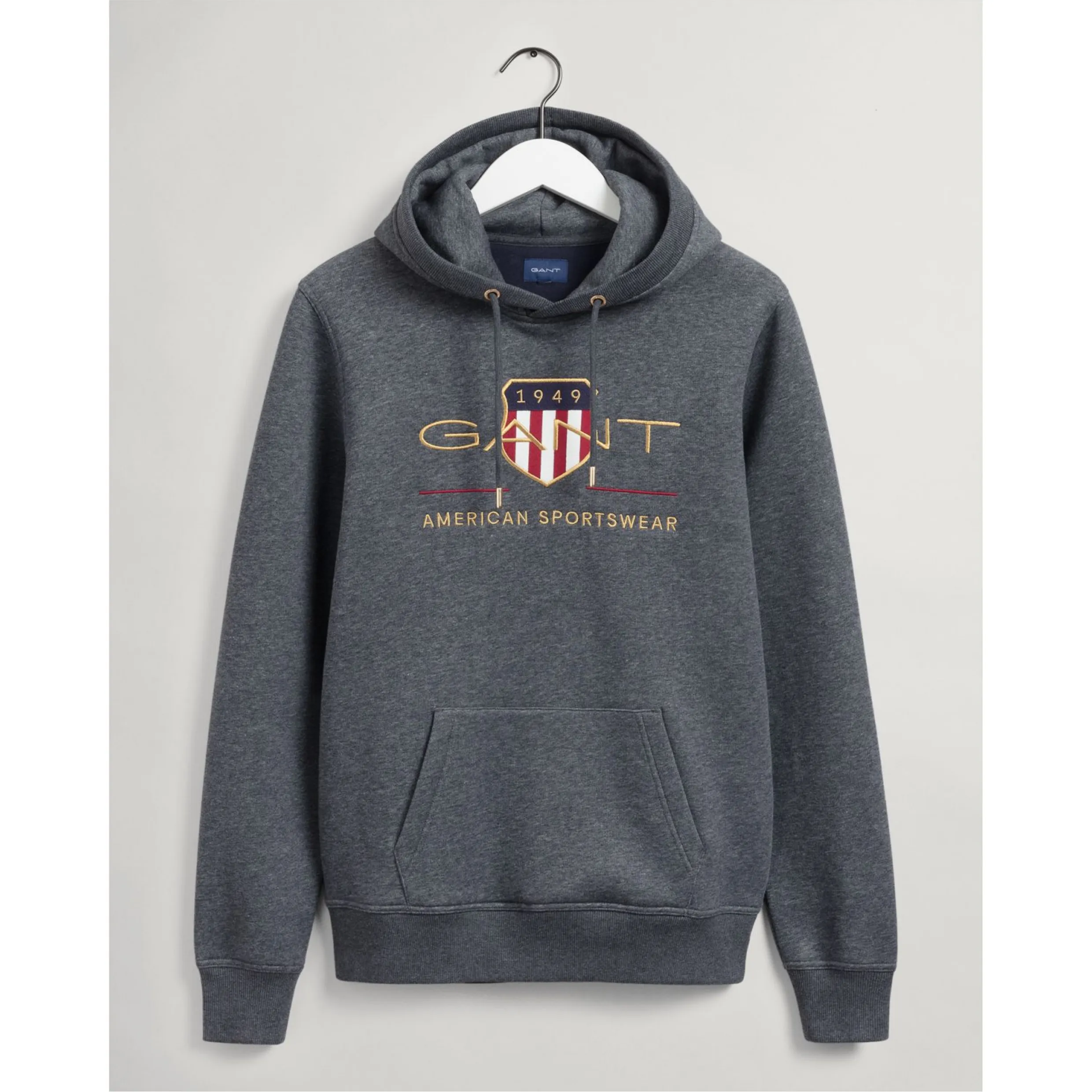 GANT Archive Shield Hoodie - Anthracite Melange