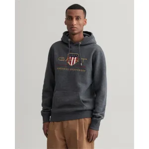 GANT Archive Shield Hoodie - Anthracite Melange