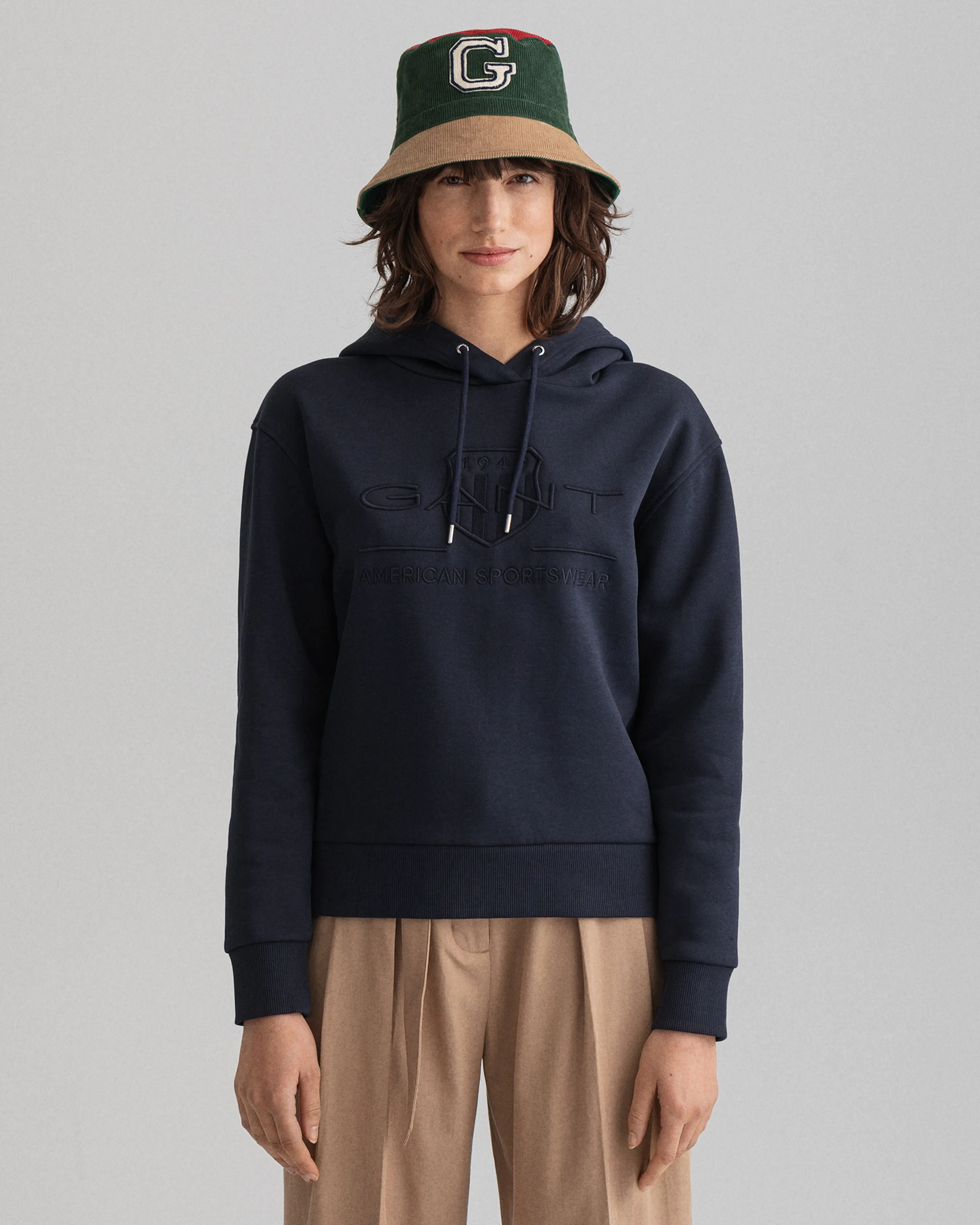 GANT Tonal Shield Hoodie -Evening Blue