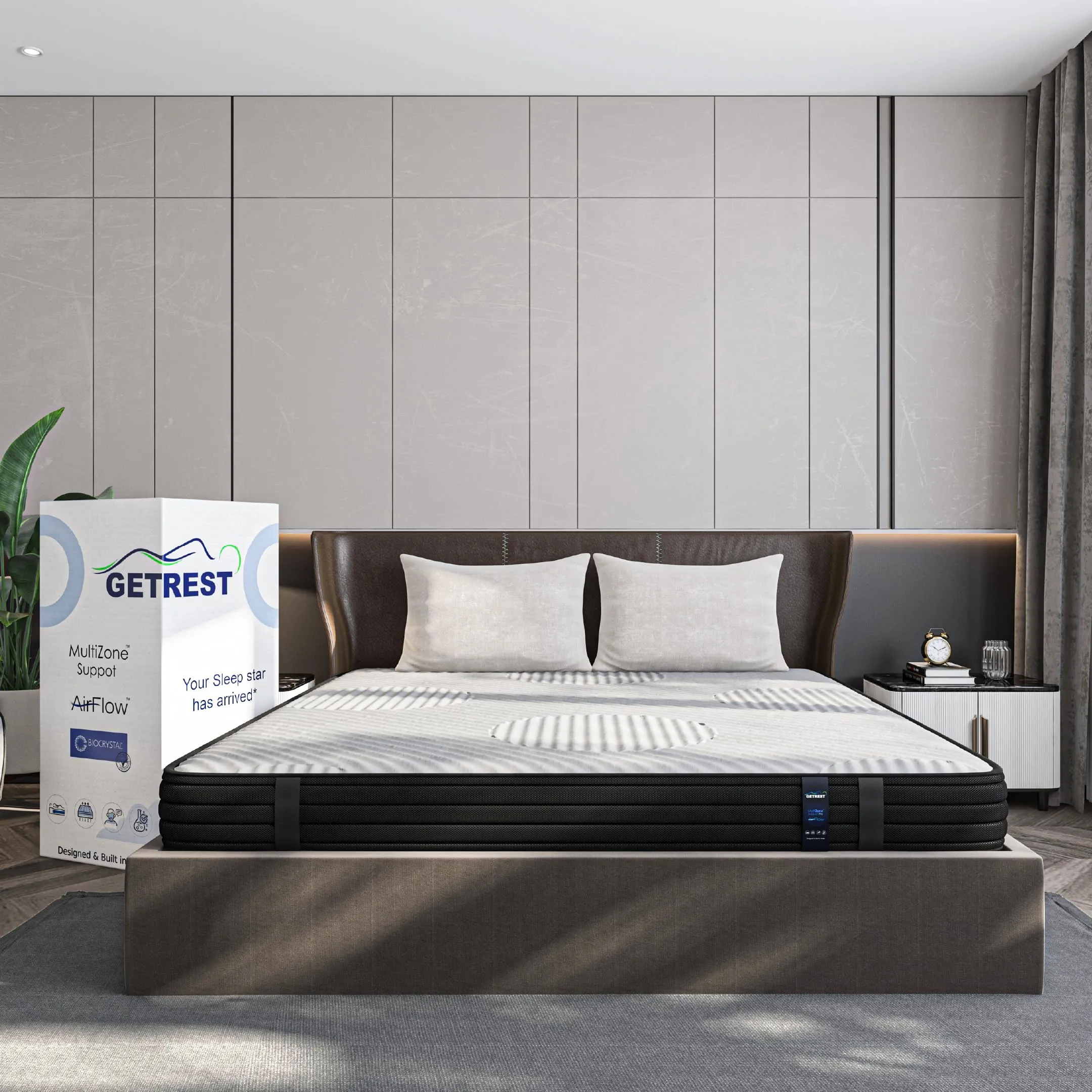 GetRest Adapt  Firm Memory Foam Orthopaedic Mattress | 4 Layers | 6 Inch King Size Mattress| Doctor Certified 7 Zone Support with 4D Sleep Technology | Back Pain Relief | 80x72 |10 Year Warranty