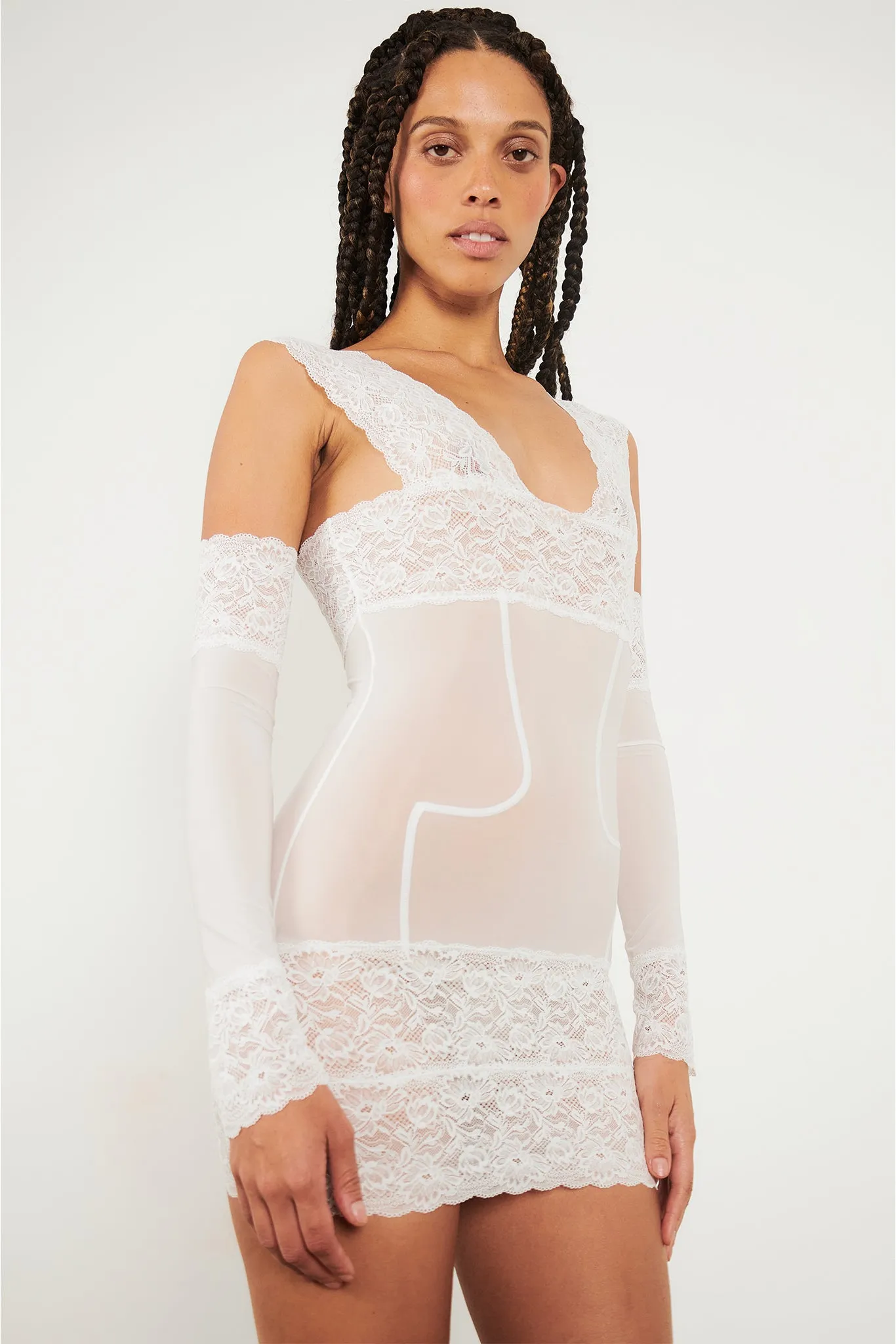 Gia Lace Long Sleeves Virgin White