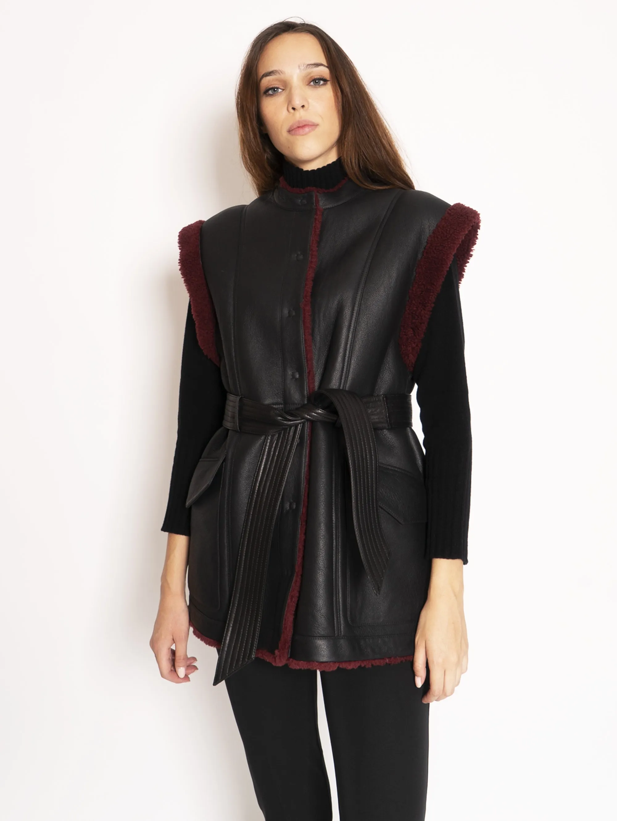 Gilet in Montone Reversibile - Nero/Burgundy