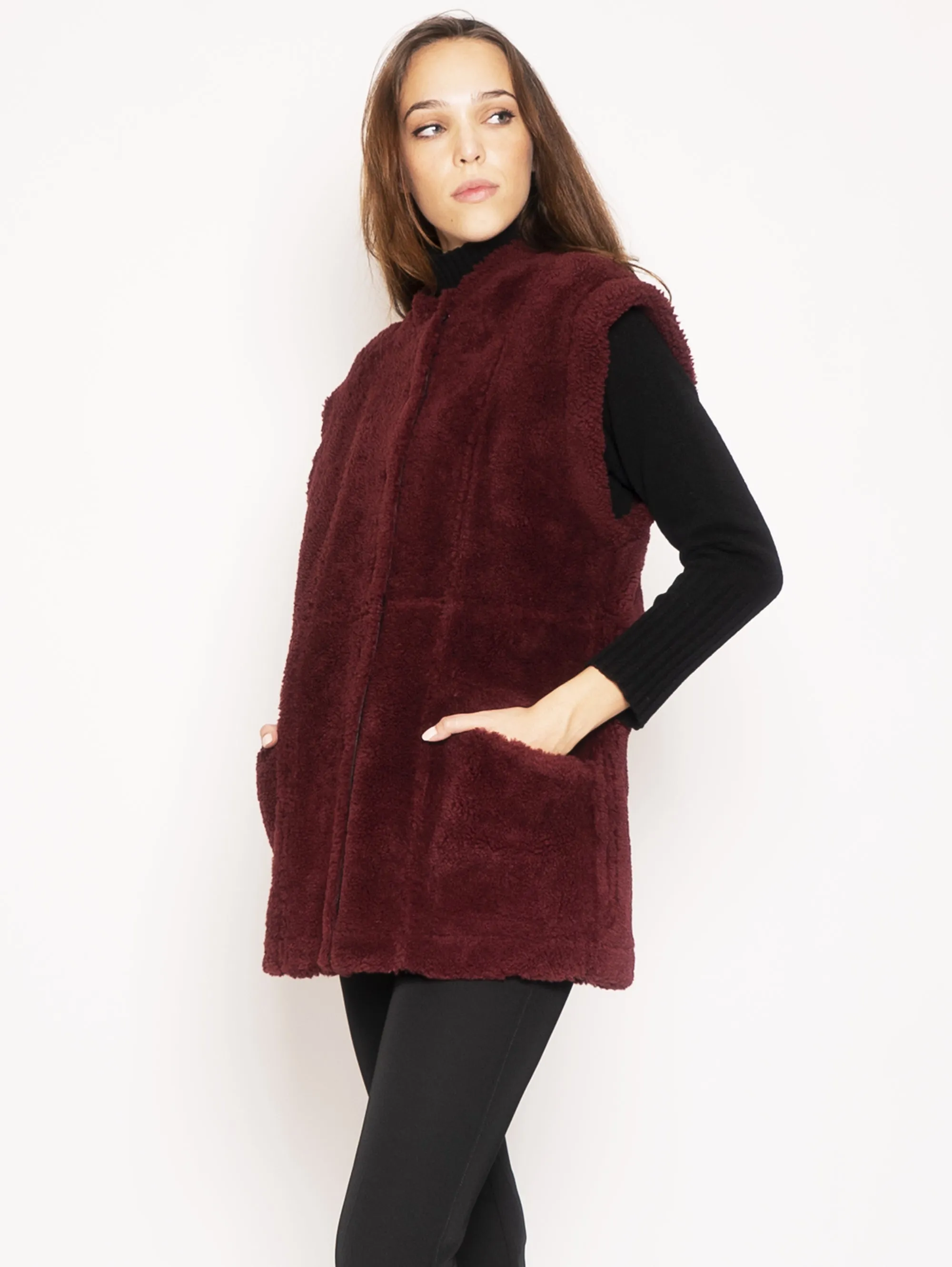 Gilet in Montone Reversibile - Nero/Burgundy