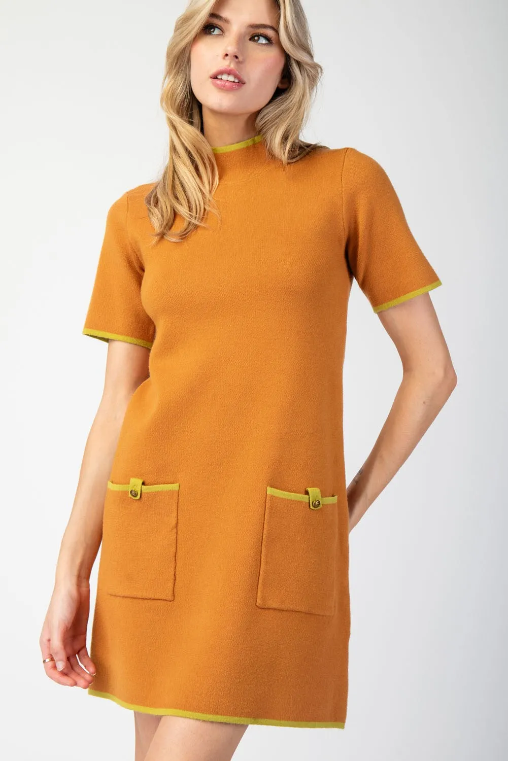 Ginger Mock Neck Mini Sweater Dress