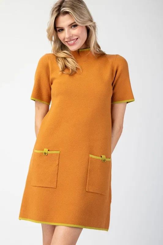 Ginger Mock Neck Mini Sweater Dress