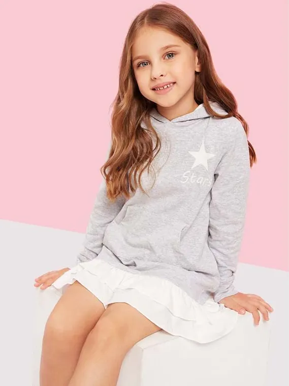 Girls Are Little Stars Hooded Sweater Dress