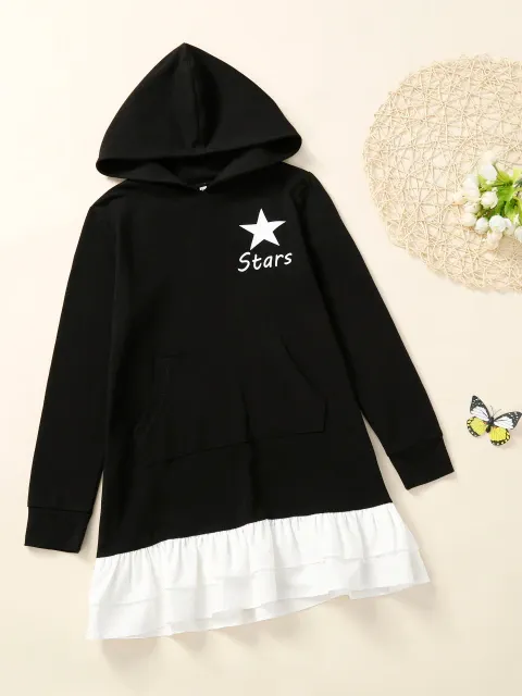 Girls Are Little Stars Hooded Sweater Dress