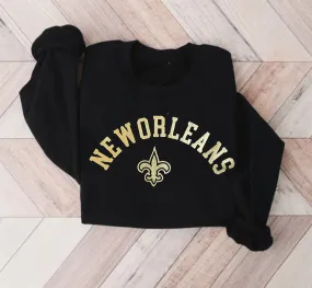 Glitter New Orleans , Fleur 'de Lis ,Trendy Preppy , Aesthetic College ,  New Orleans football