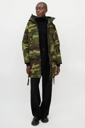 Green & Brown Split Hood Camo Coat