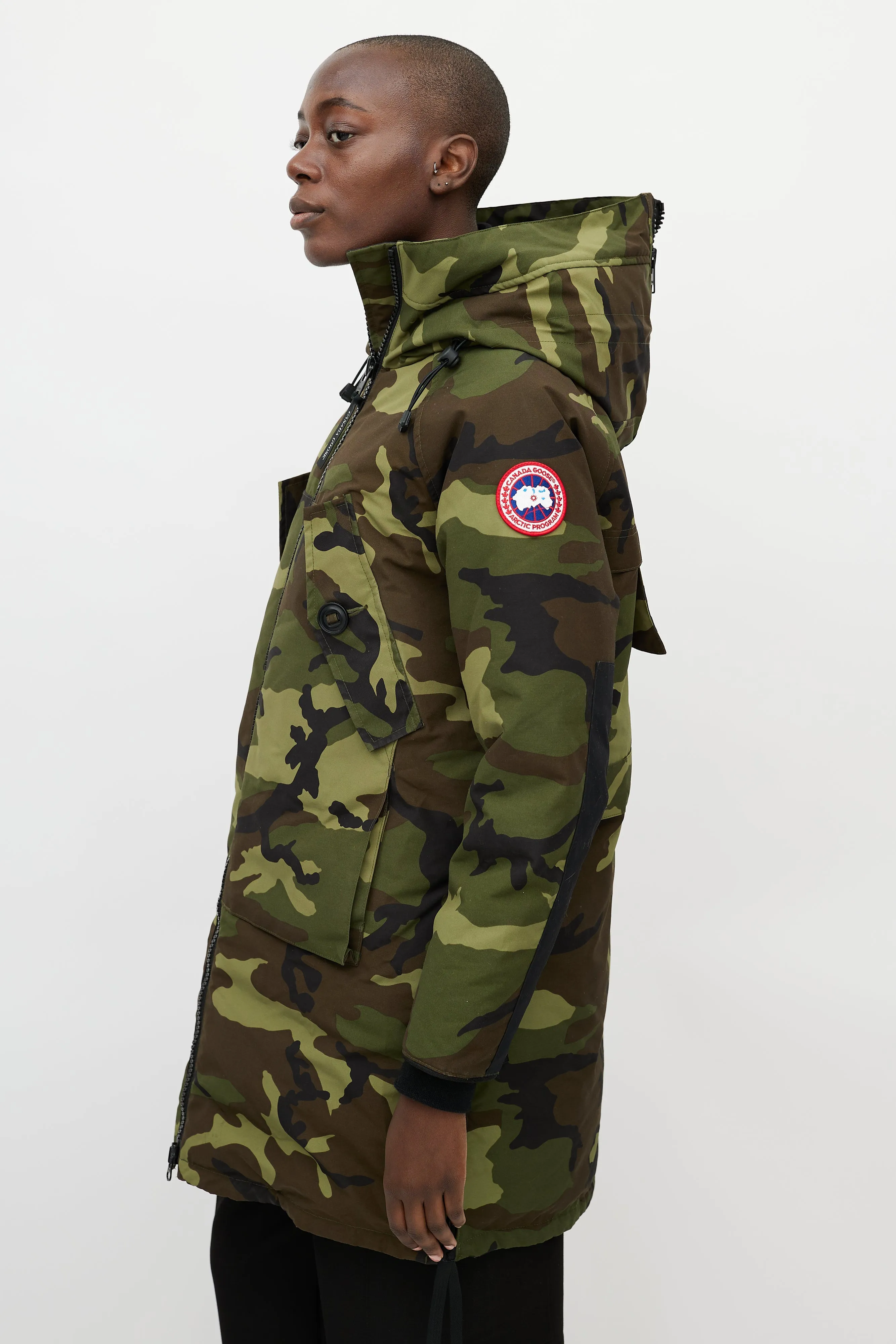 Green & Brown Split Hood Camo Coat