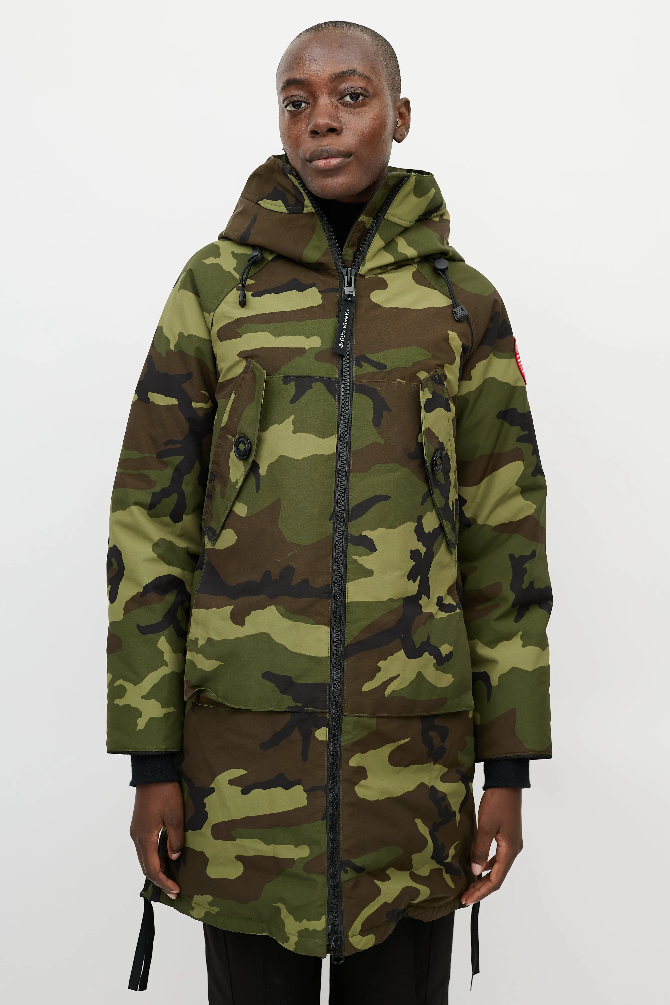 Green & Brown Split Hood Camo Coat