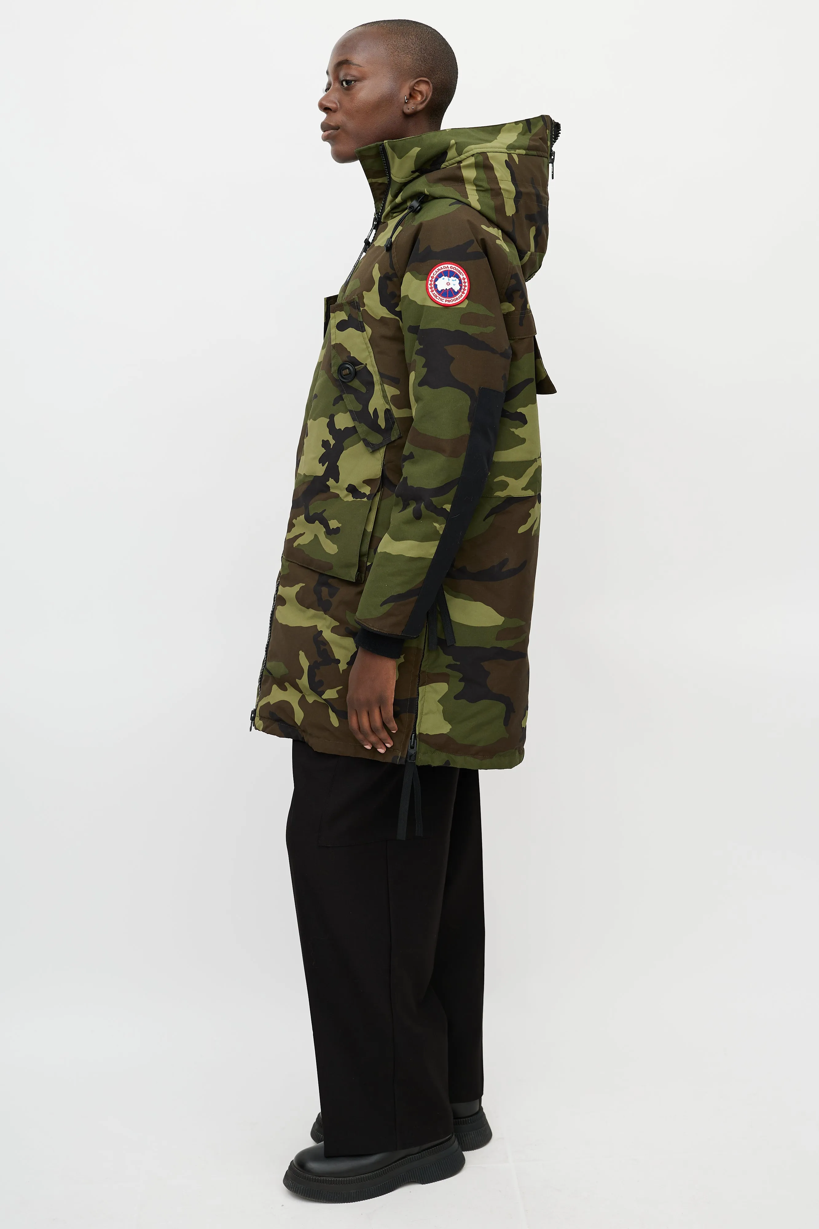 Green & Brown Split Hood Camo Coat