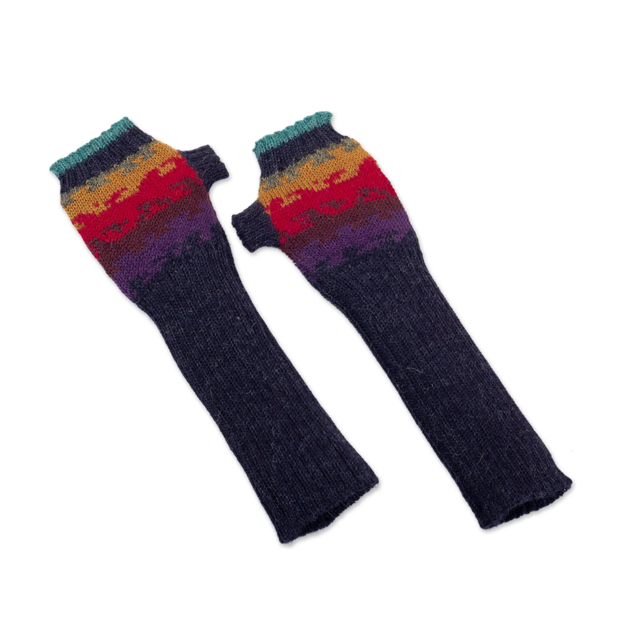 Hand Crafted Alpaca Wool Gloves - Andean Twilight | NOVICA