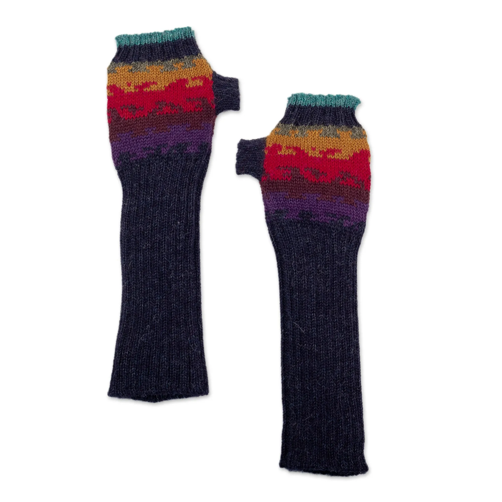 Hand Crafted Alpaca Wool Gloves - Andean Twilight | NOVICA