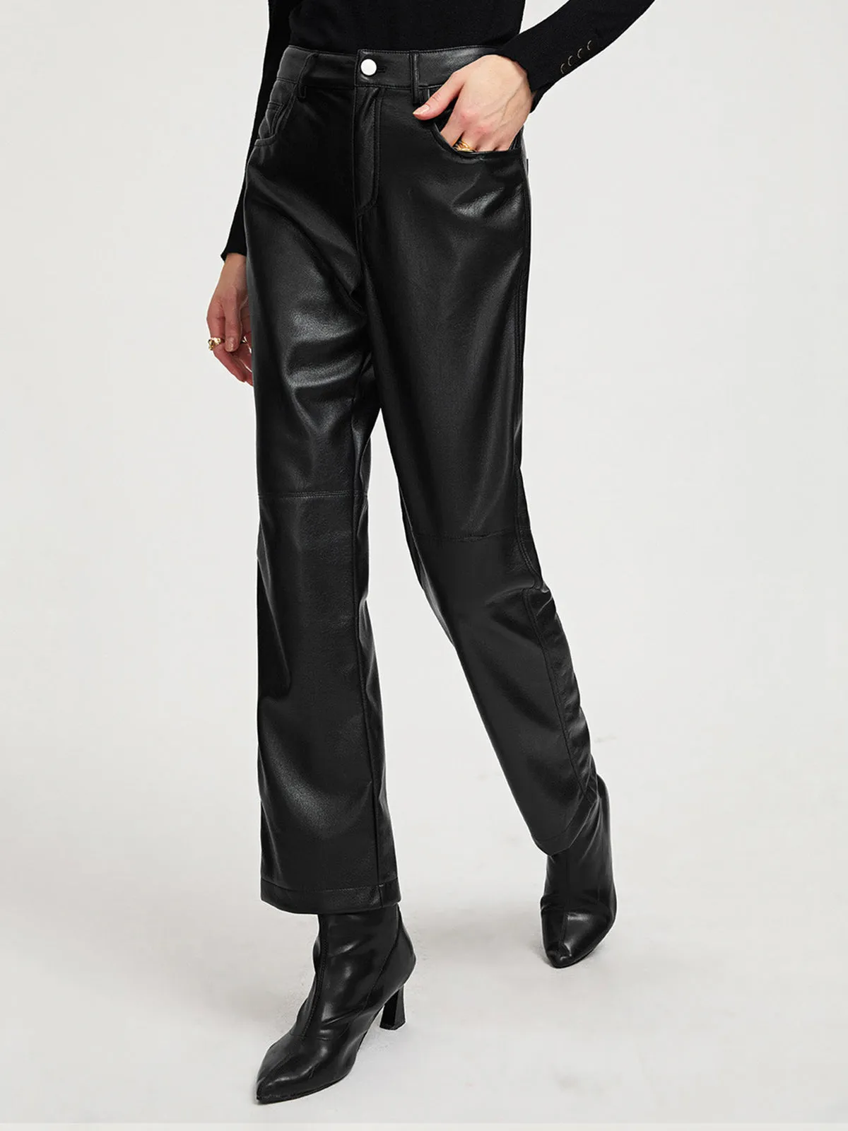 High-waisted Vegan Leather Pants