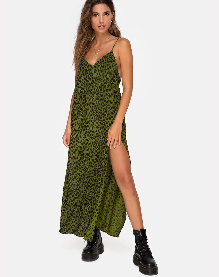 Hime Maxi Dress in Cheetah Khaki