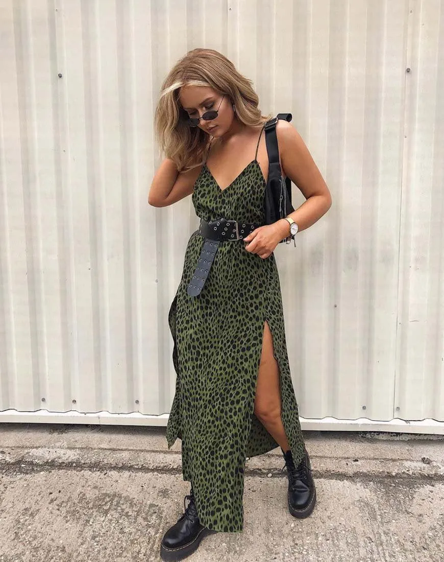 Hime Maxi Dress in Cheetah Khaki