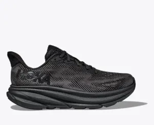 Hoka Mens Clifton 9 Wide Running Shoe Black/Black