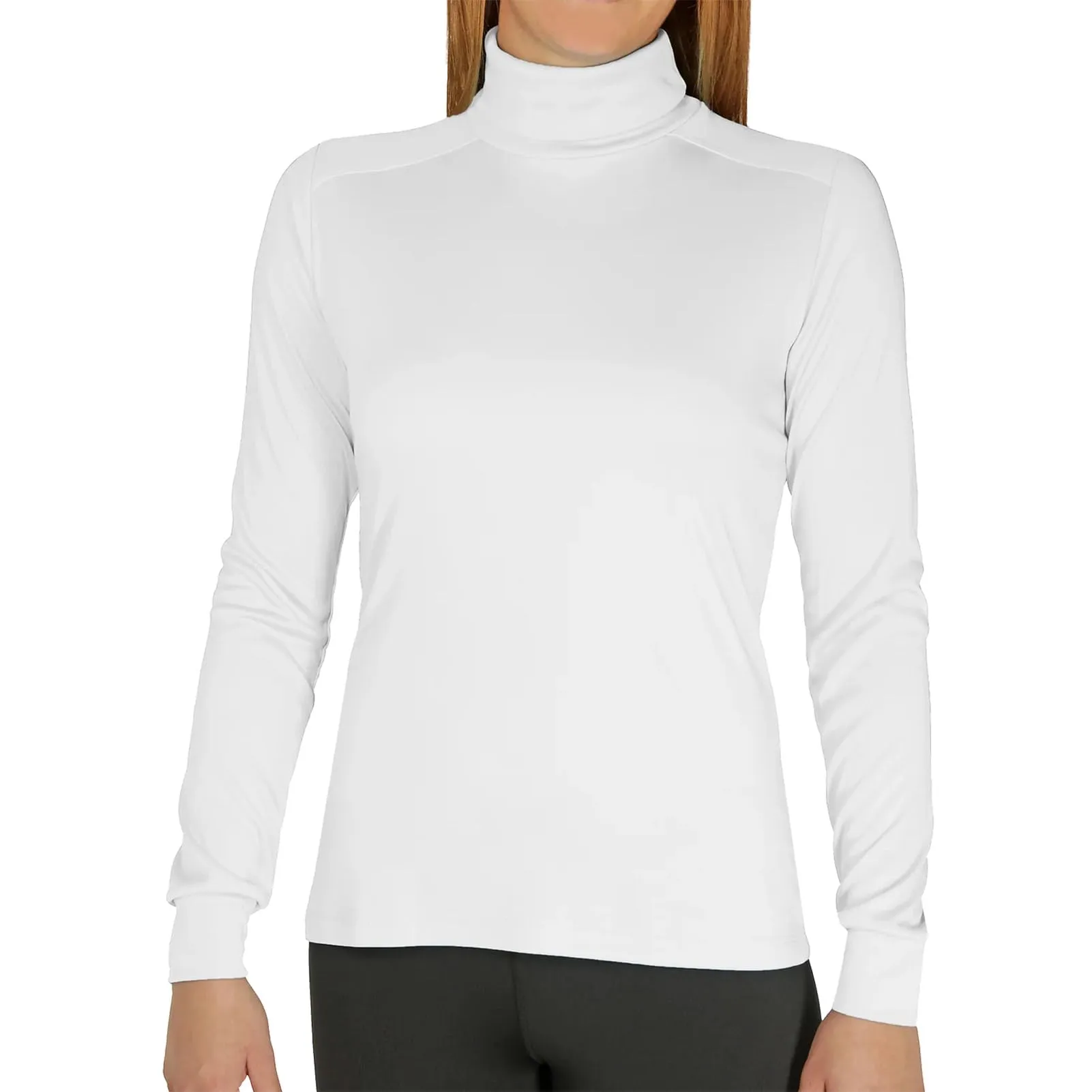 Hot Chillys Wopeach Skins Solid T-Neck Womens White Medium