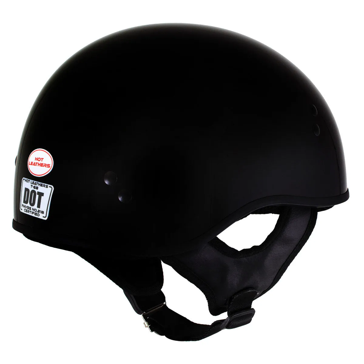 Hot Leathers HLT68 Gloss Black 'The O.G.' Advanced DOT Skull Cap