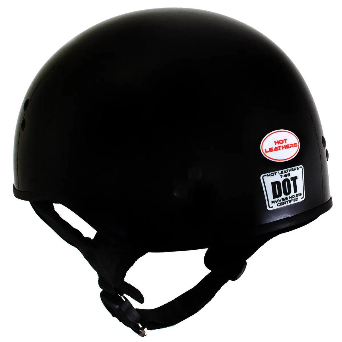 Hot Leathers HLT68 Gloss Black 'The O.G.' Advanced DOT Skull Cap