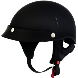 Hot Leathers HLT70 'Stealth' Flat Matte Black Motorcycle DOT Skull Cap