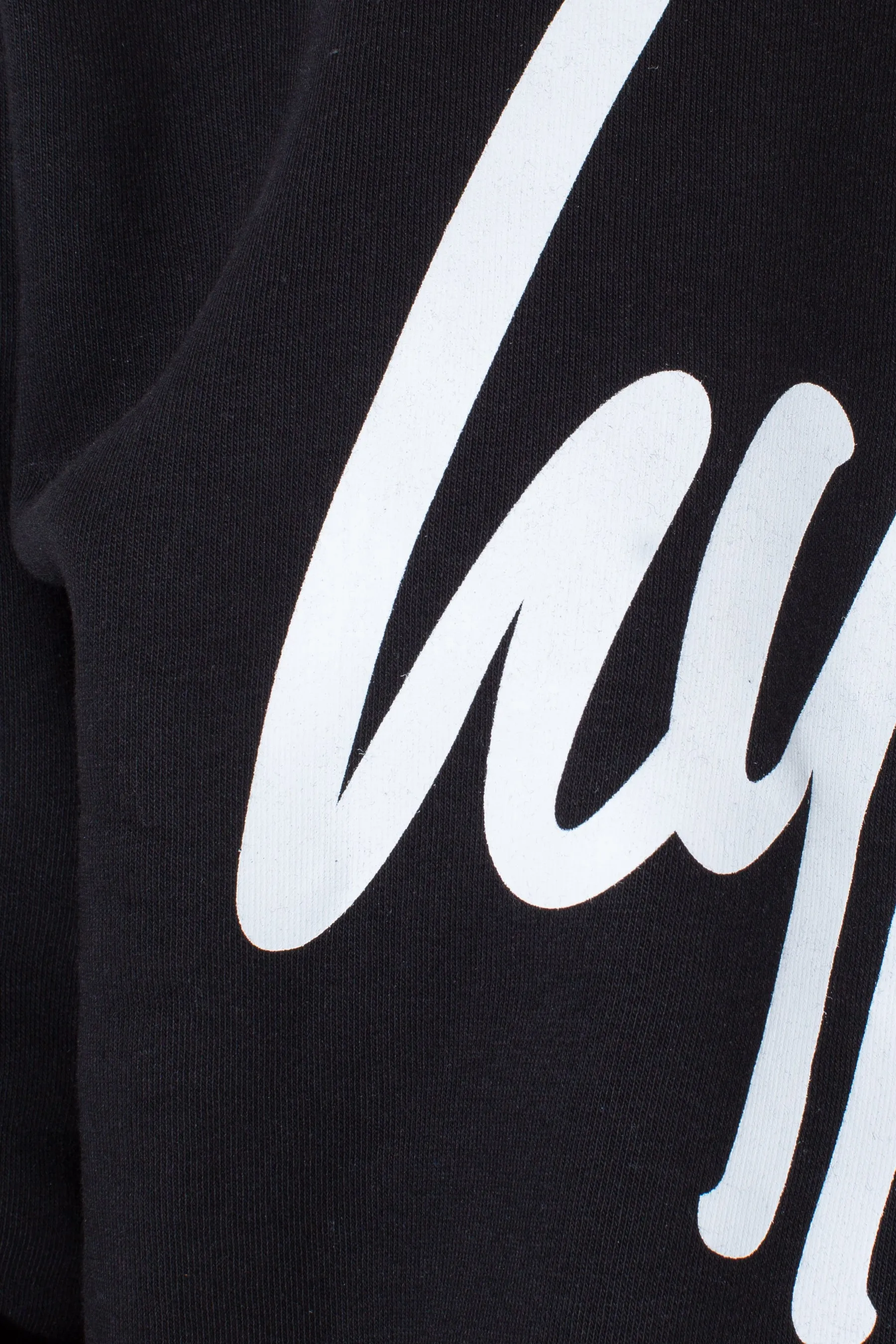 Hype Black White Script Girls Crop Hoodie