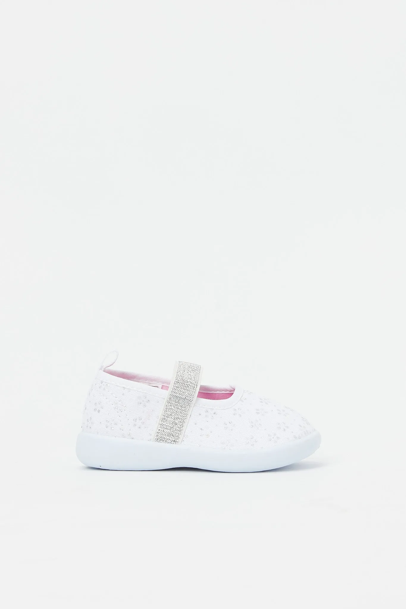 Infant Girls White Floral Pump