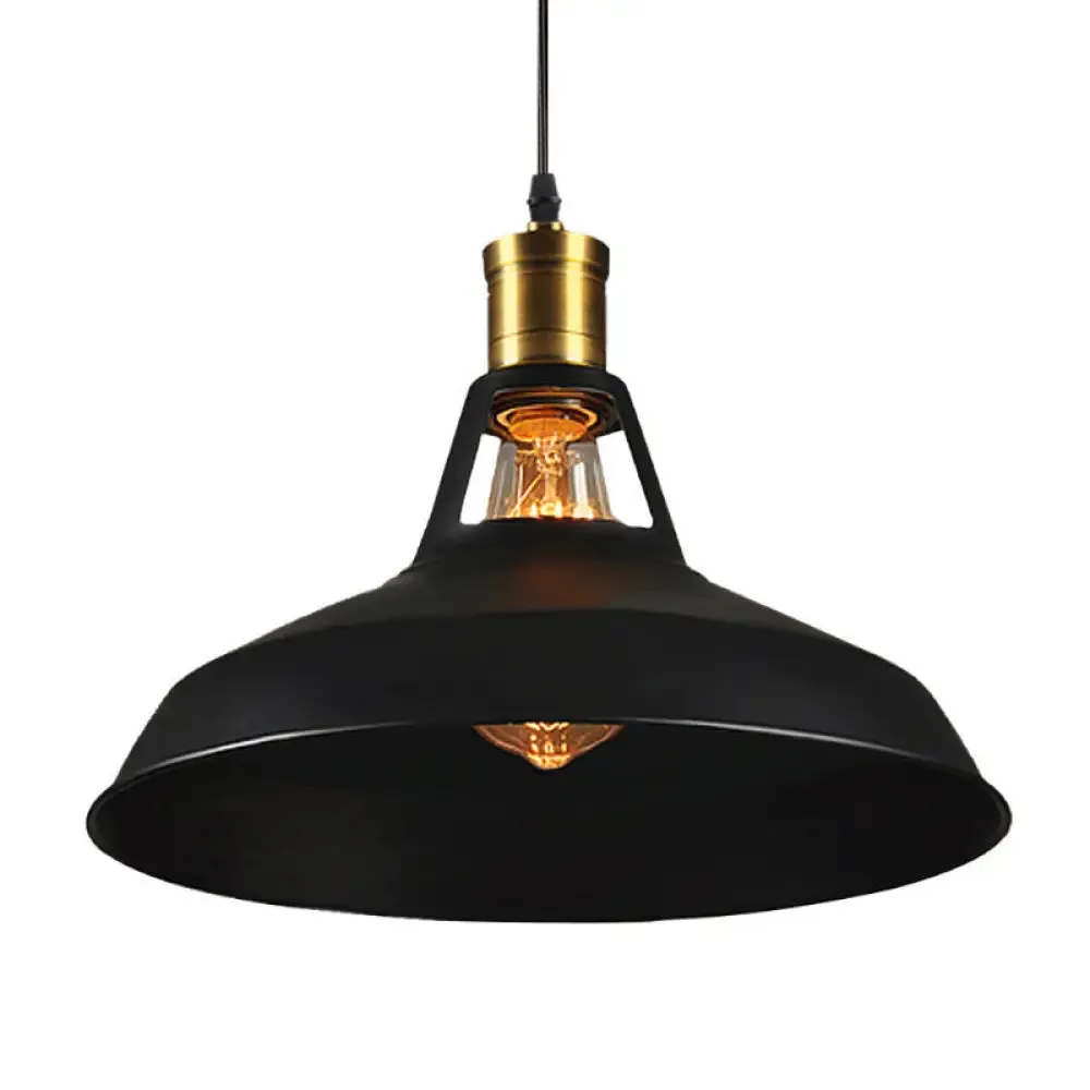 Iron Hanging Pendant Light Fixture for Restaurants - Single Ceiling Pot Cover Lamp