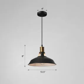 Iron Hanging Pendant Light Fixture for Restaurants - Single Ceiling Pot Cover Lamp