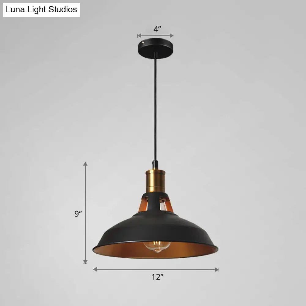 Iron Hanging Pendant Light Fixture for Restaurants - Single Ceiling Pot Cover Lamp