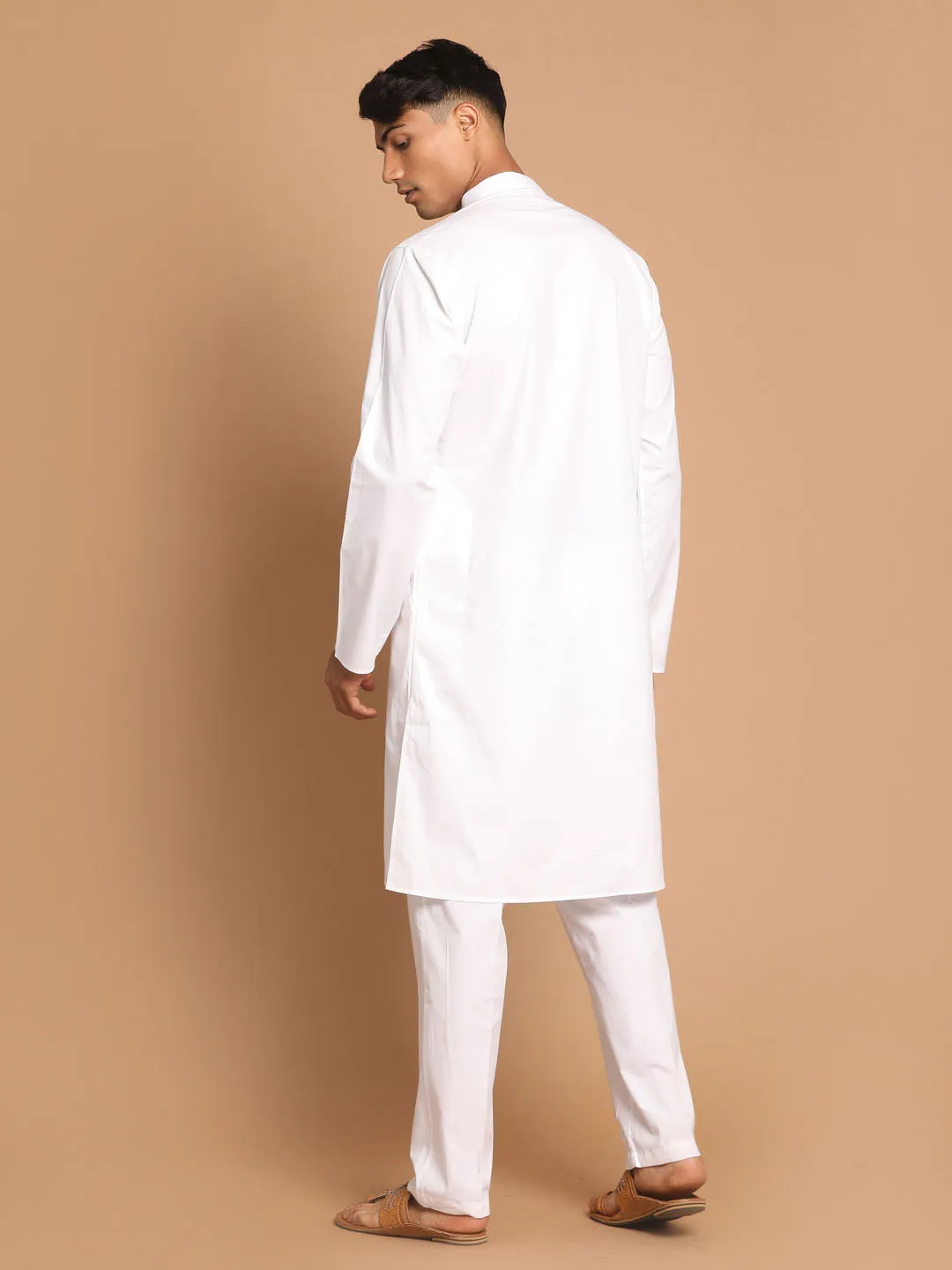 Jashvi Men White Kurta with Pyjamas Set