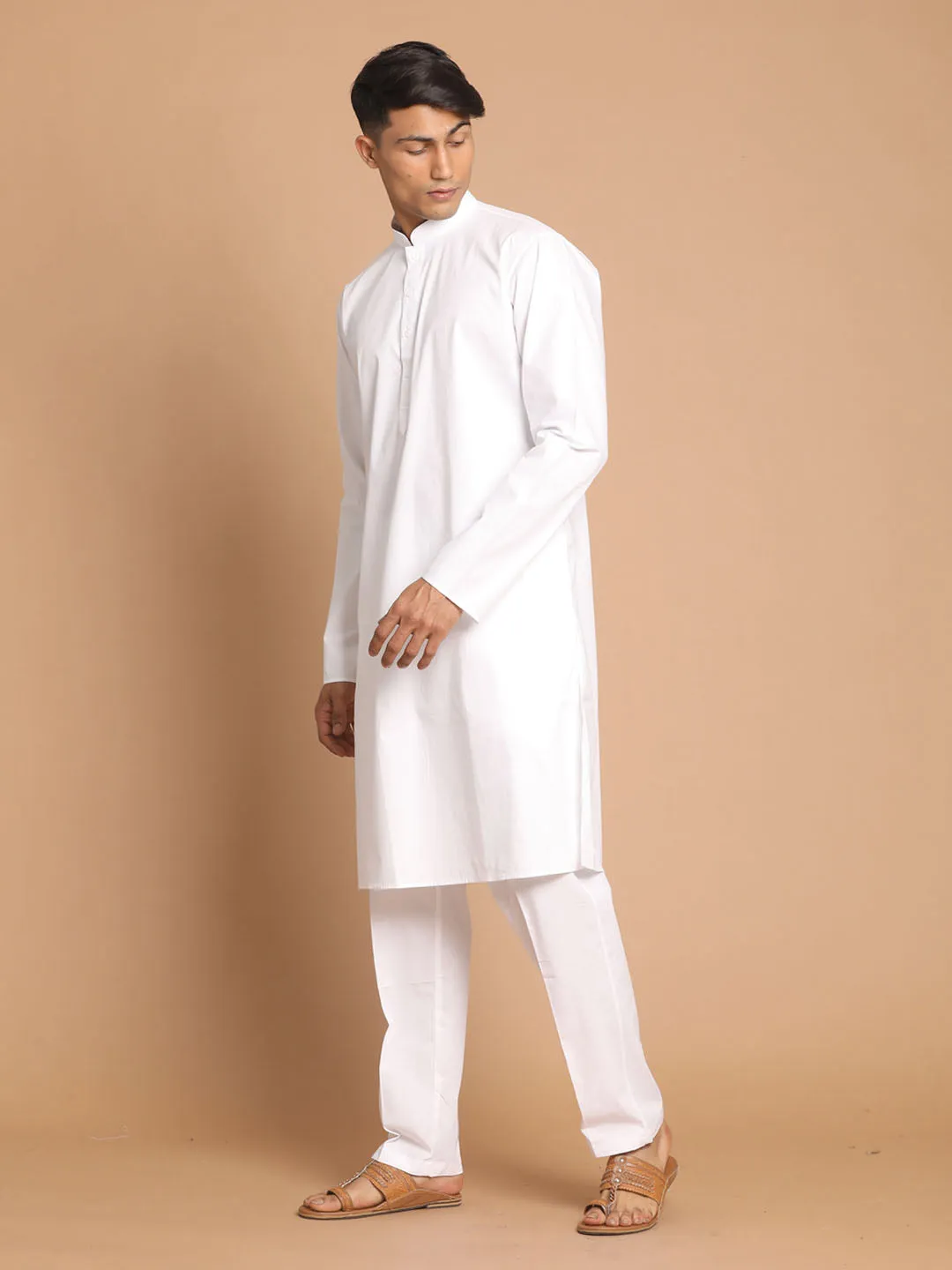 Jashvi Men White Kurta with Pyjamas Set