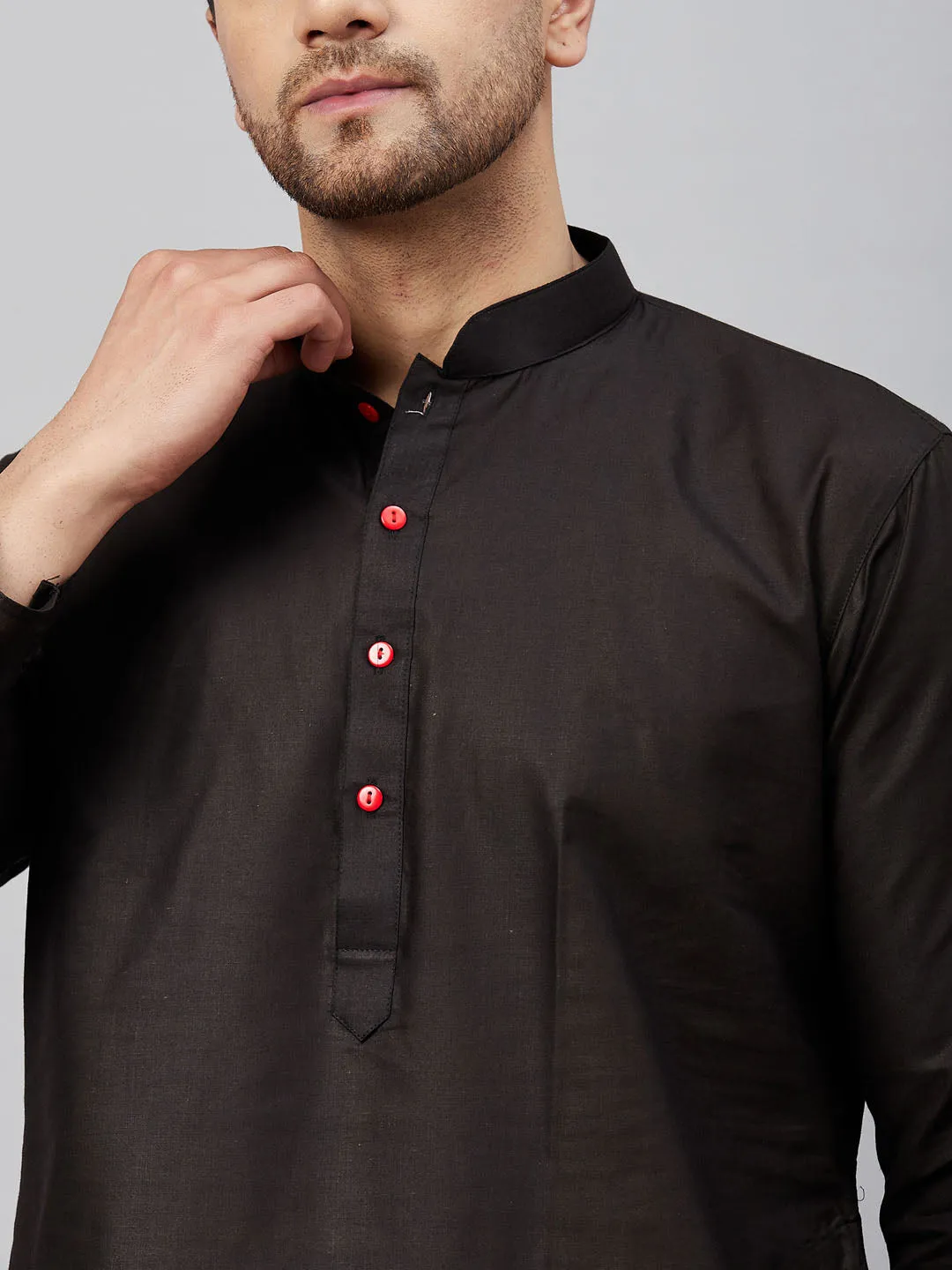 Jashvi Men's Black Kurta And White Patiala Set