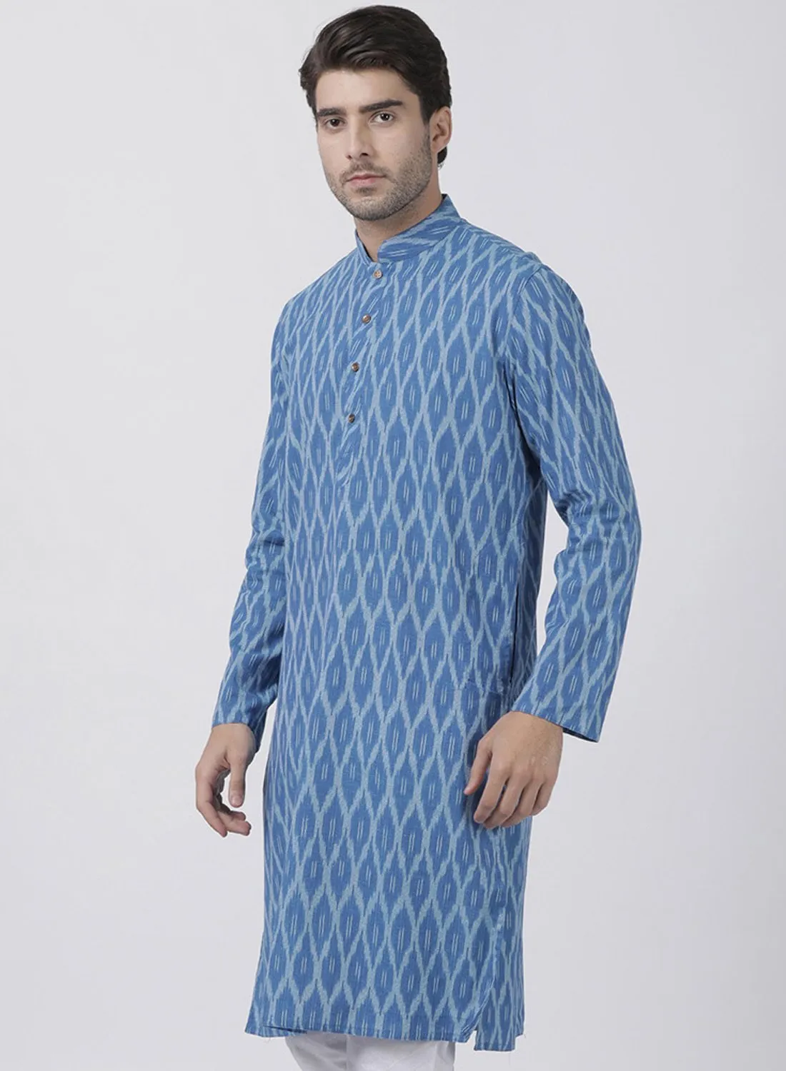 Jashvi Men's Blue Pure Cotton Kurta and Pyjama Set