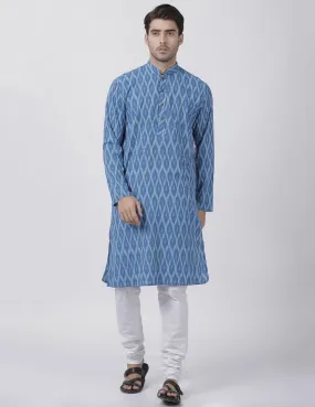 Jashvi Men's Blue Pure Cotton Kurta and Pyjama Set