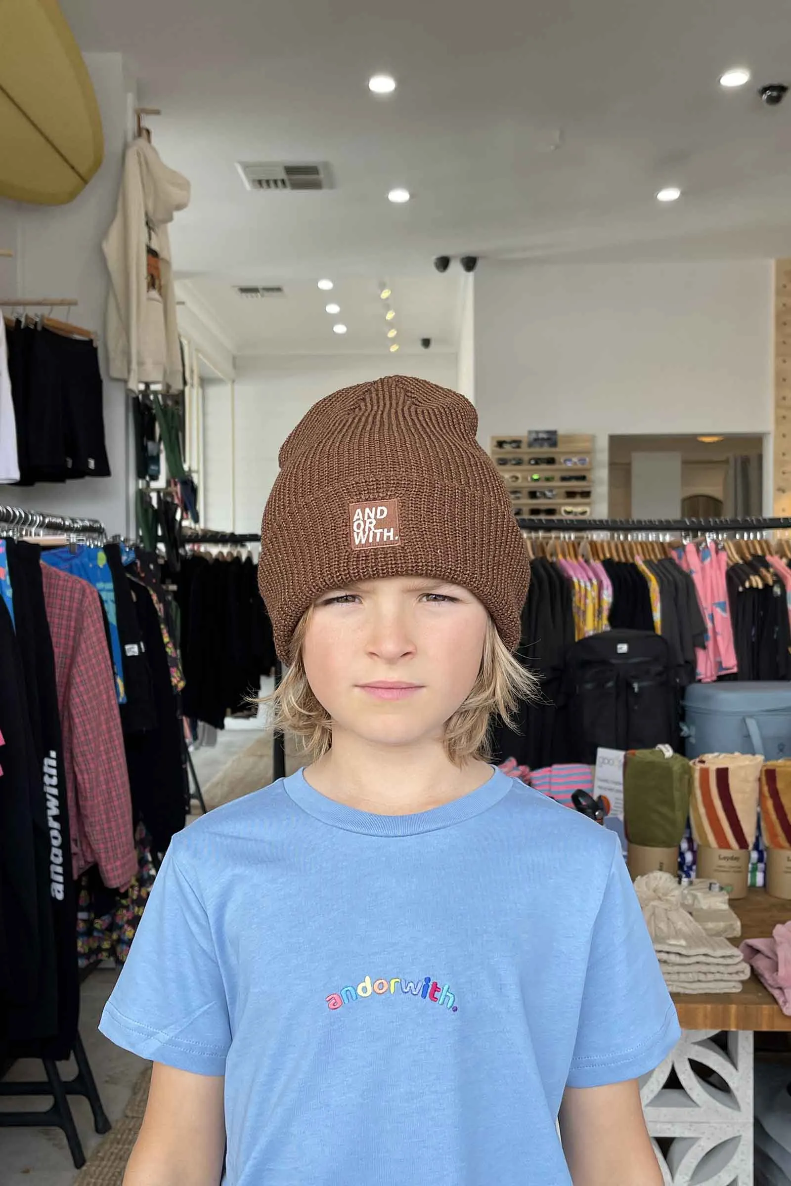 Kids Logo Beanie Brown