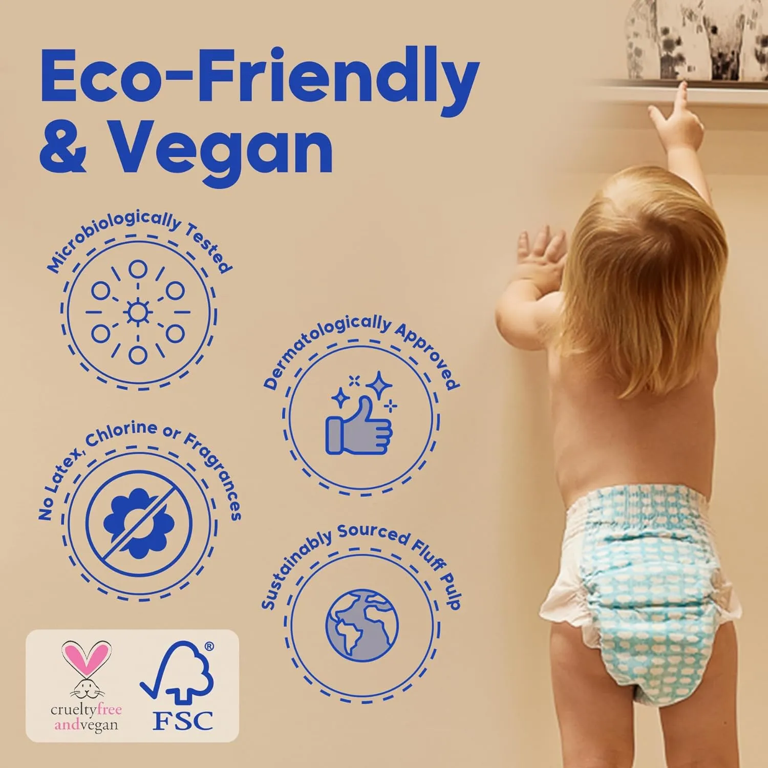 Kim & Kimmy Eco-friendly Baby Taped Diapers, Size 6, 15-20Kg, 24-36M