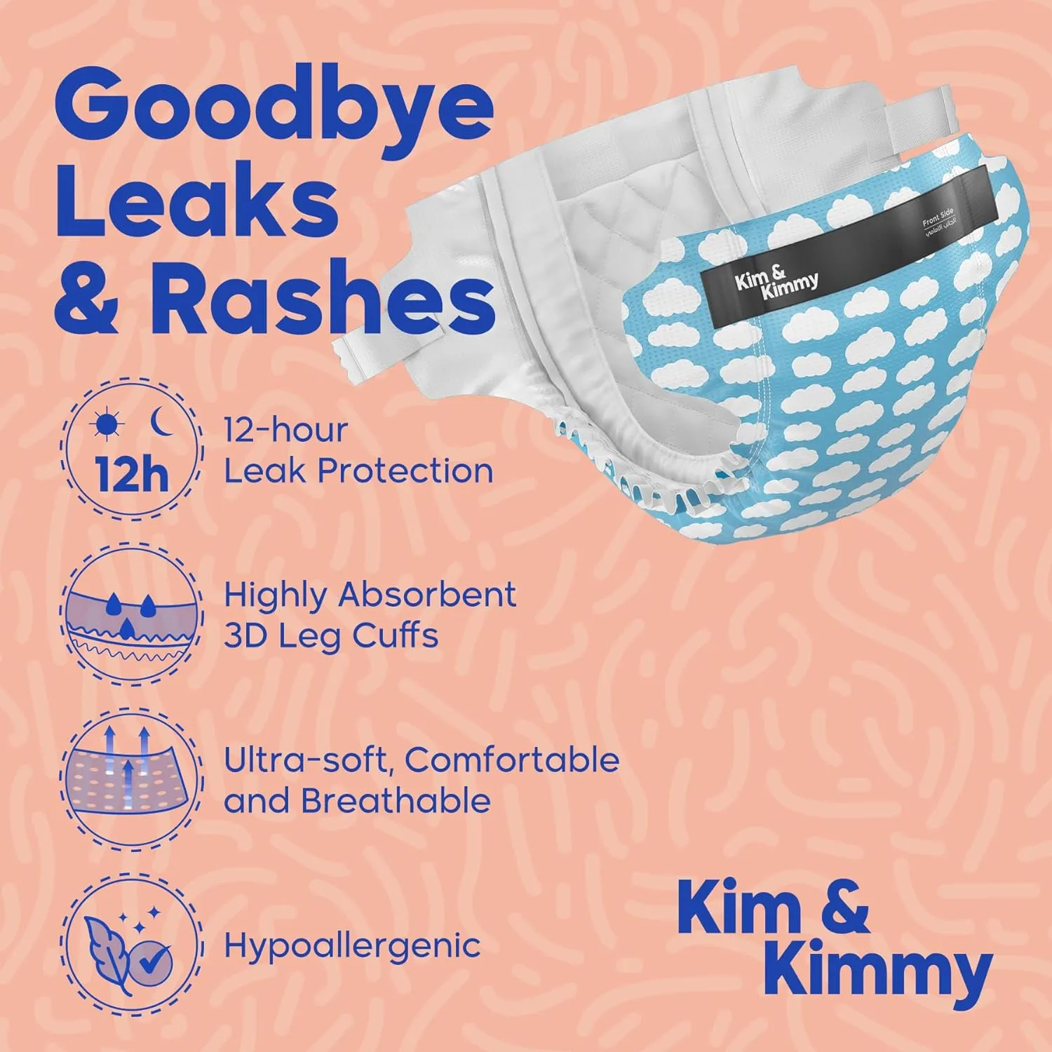 Kim & Kimmy Eco-friendly Baby Taped Diapers, Size 6, 15-20Kg, 24-36M