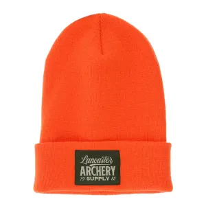 LAS Blaze Orange Knit Beanie with Woven LAS Label